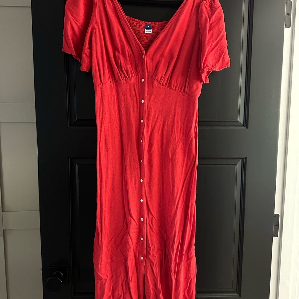 Old Navy Red Buttoned Flutter Sleeve Sundress